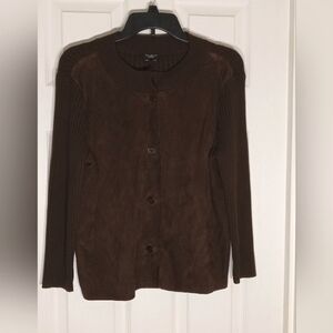 Italian merino wool/suede cardigan Talbots Medium
